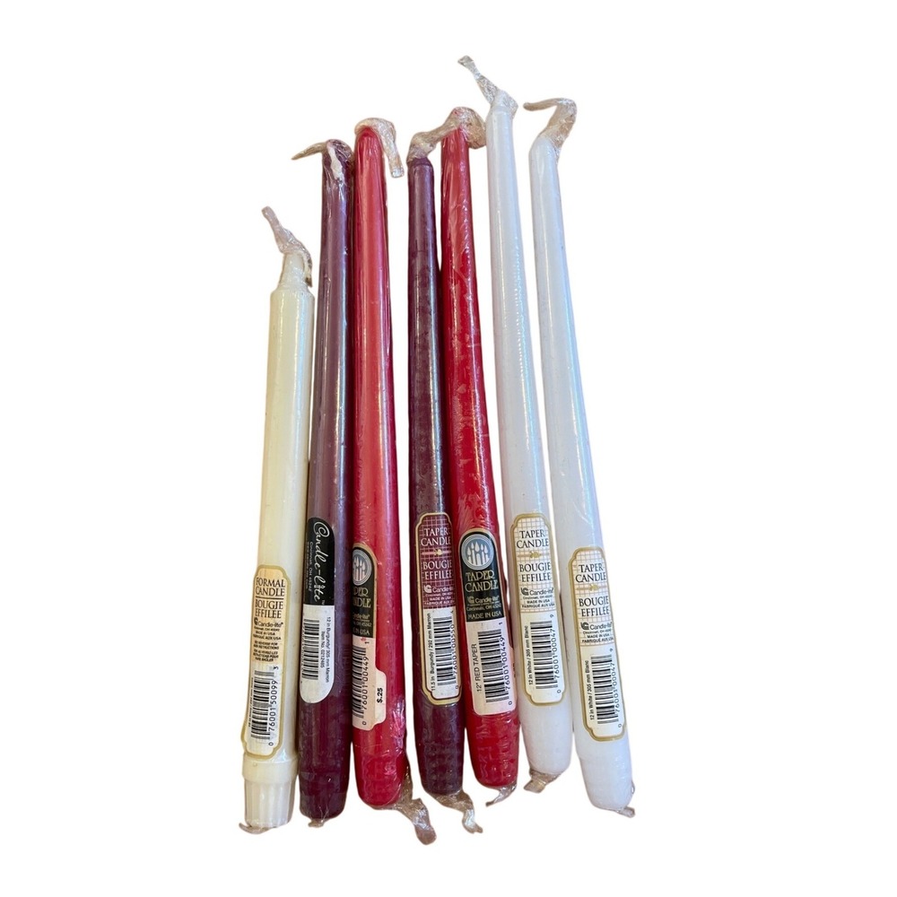 Candle-lite Vintage 12-inch Bougie Effilee Taper Candles‎ 7 Red Burgundy White